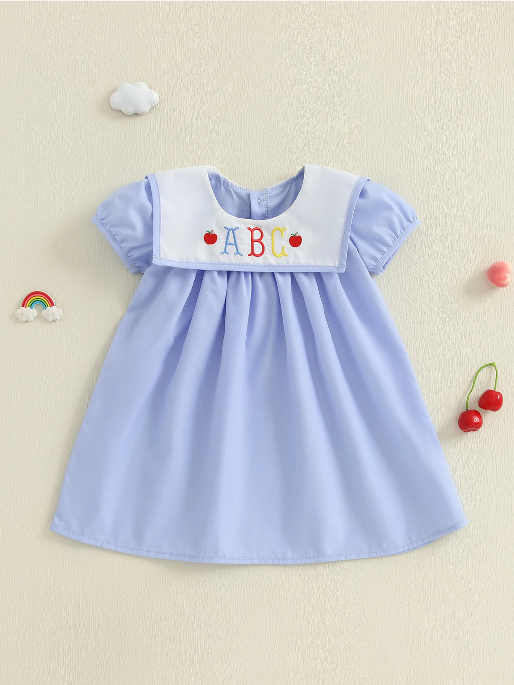 Girls Summer Dress with Floral Embroidery and Ruffle Sleeves Cute Back to School Dress for Toddler Girls Casual Dress for Kids