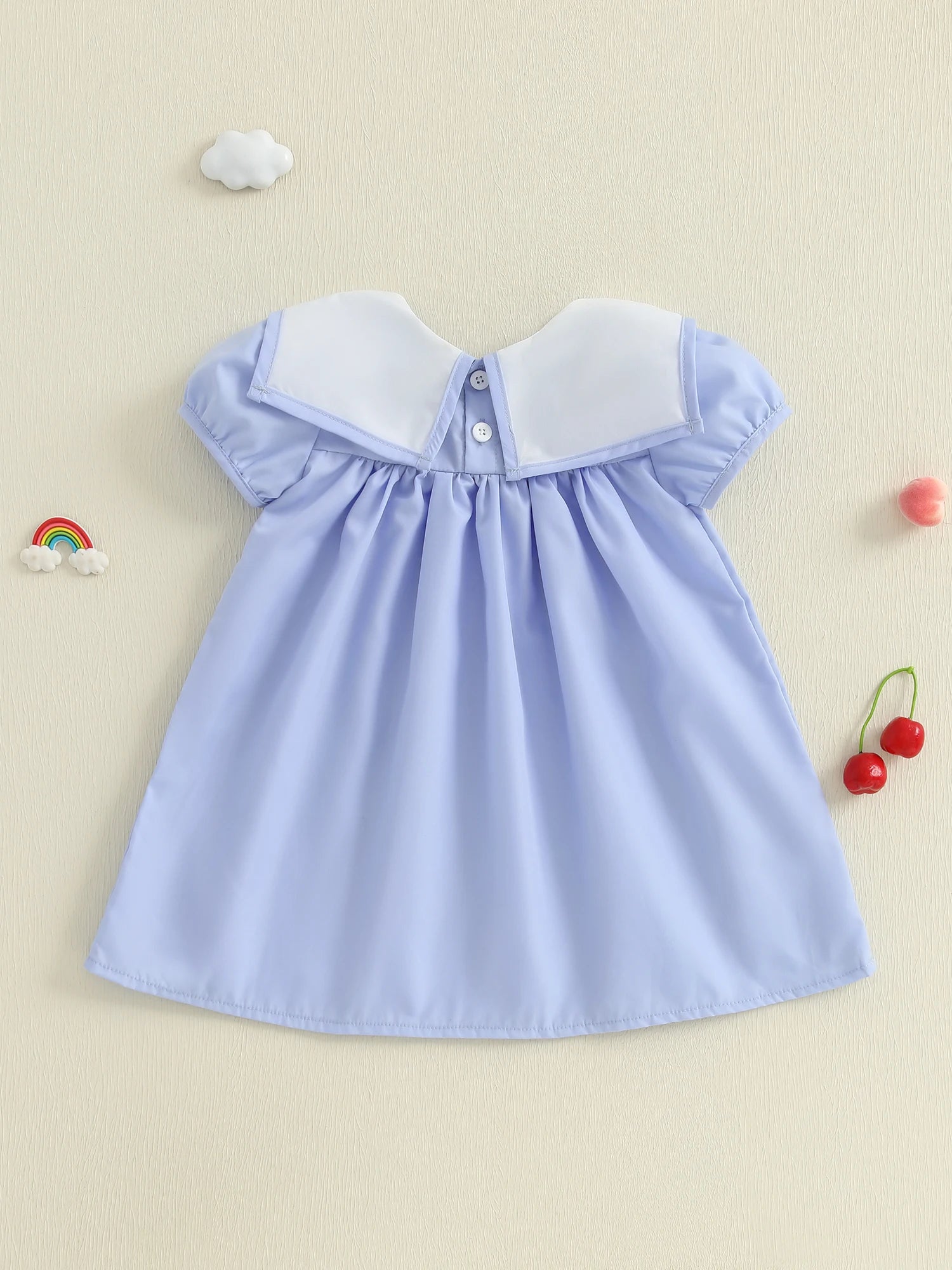 Girls Summer Dress with Floral Embroidery and Ruffle Sleeves Cute Back to School Dress for Toddler Girls Casual Dress for Kids